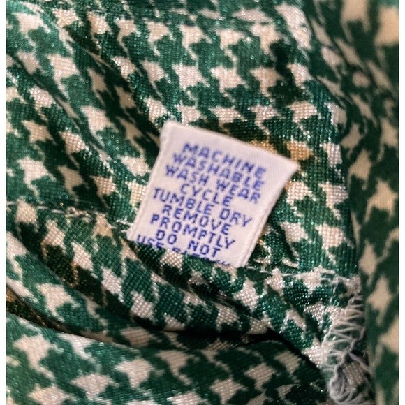 Vintage 70's Oleg Cassini by Burma Disco Shirt Nylon Green Houndstooth Men’s L - Picture 4 of 9